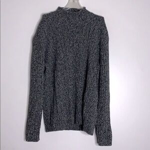 Club Room Chunky Knit Ribbed Sweater Mock Neck grey xl
